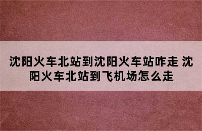 沈阳火车北站到沈阳火车站咋走 沈阳火车北站到飞机场怎么走